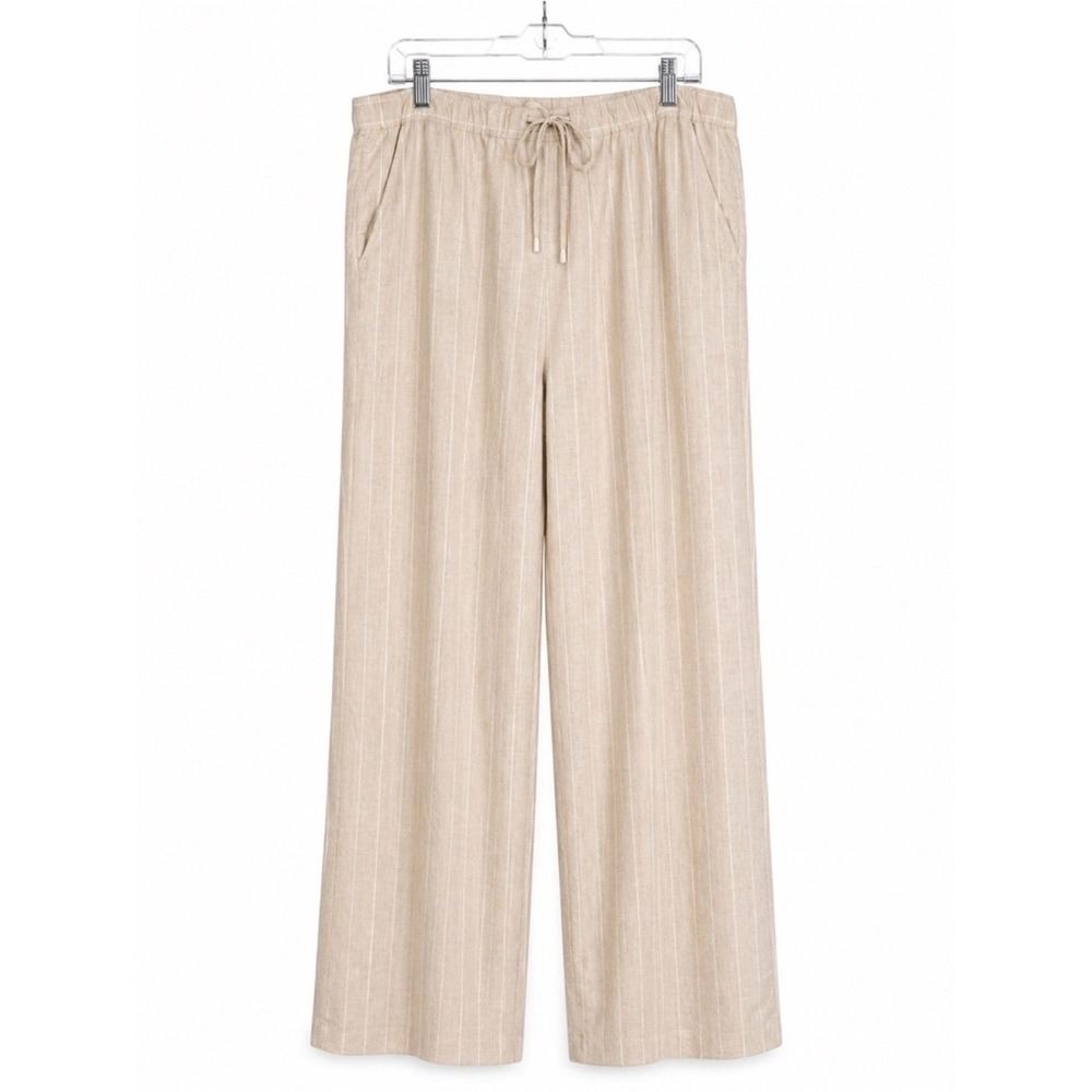 Counterparts Beige Pinstripe Wide Leg Pants